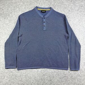 Bonobos Sweater Men XL Blue Hybrid Henley Pullover Merino Blend Knit Performance
